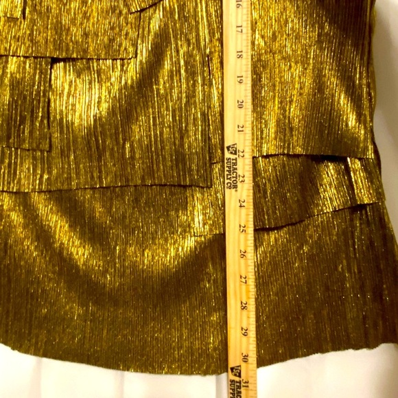 Retro Glam Gold Sleeveless Shirt Blouse 22/24 Mobwife Tiered Ruffled Scoop Neck - Picture 9 of 10